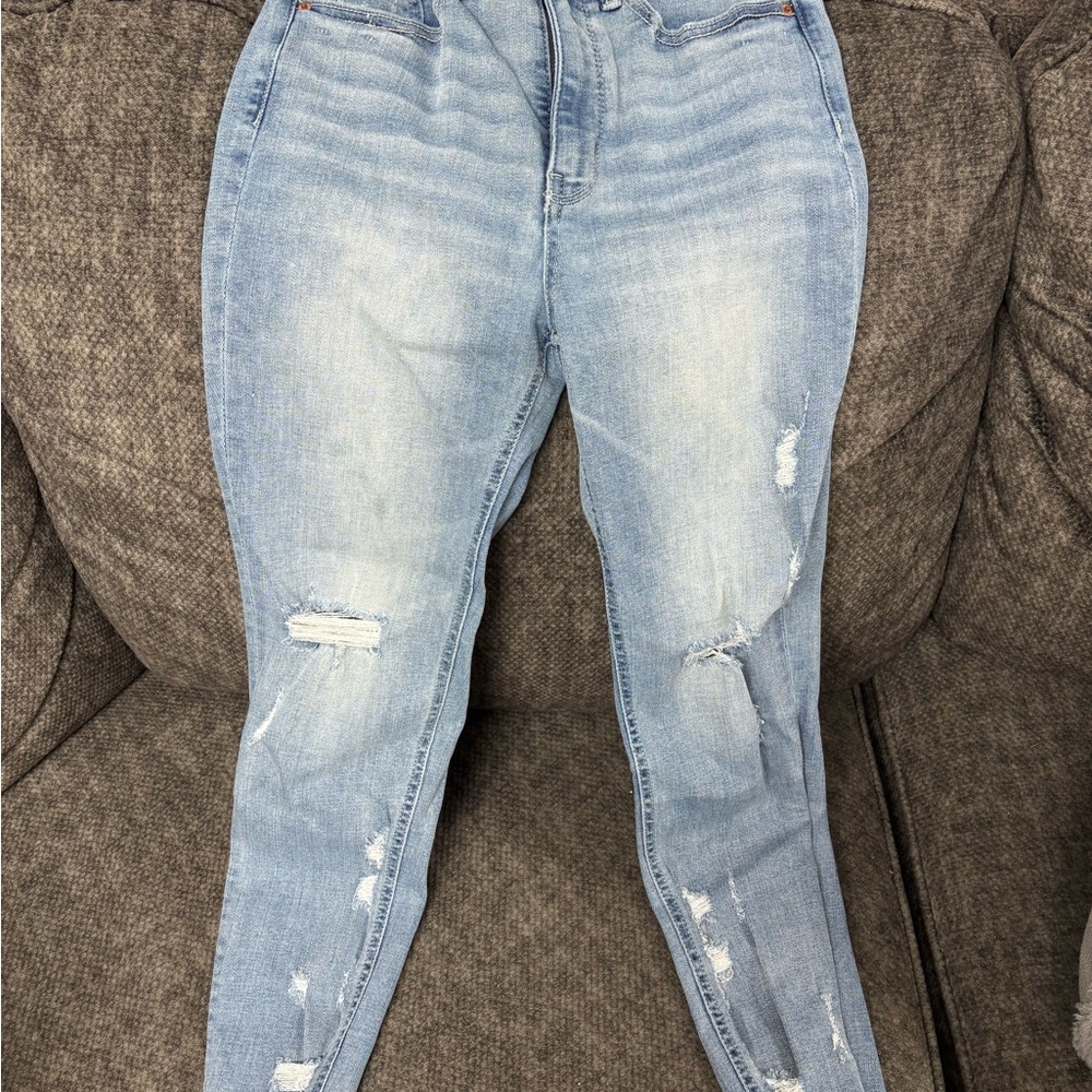 BKE High Rise Faded Blue Ripped Jeans